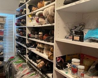 Ladies flat sole shoes, dozens and dozens of pairs