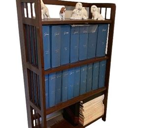 Lovely vintage bookshelf--complete series of cookbooks spanning decades collected and loved by the owner! 