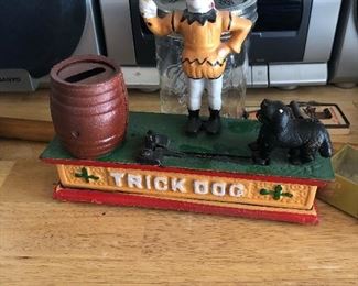 cast iron trick dog bank