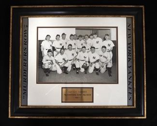 New York Yankees "Murderers Row" 1947 Reunion Of The 1927 Yankees With Babe Ruth, Framed Matted Under Glass
