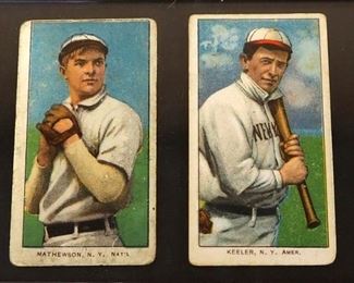 1909 T206 Piedmont 350 Willie Keeler (Batting) HOF, And 1909 Piedmont 150 Christy Mathewson (White Cap) HOF
