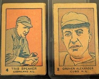 1926 W512 Strip Card Grover Alexander (Cubs) HOF #2, Tris Speaker HOF #4
