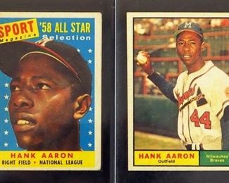 1958 Topps Hank Aaron All-Star HOF #488 And 1961 Topps Hank Aaron HOF #415
