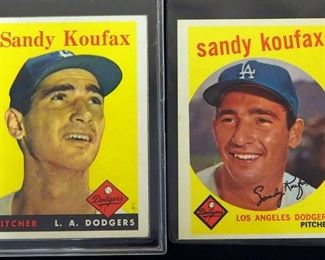 1958 Topps Sandy Koufax HOF #187 And 1959 Topps Sandy Koufax HOF #163
