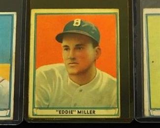 1941 Play Ball Hank Greenberg #18, Arky Vaughan #10, Eddie Miller #1, Qty 3
