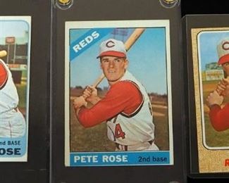 1965 Topps Pete Rose #207, 1966 Topps Pete Rose #30 And 1968 Topps Pete Rose #230
