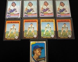 Robin Yount Lot, Includes 1980 Topps #265, 1975 Topps #223 (Rookie Card) (4), And 1976 #316 (4), Total Qty 9
