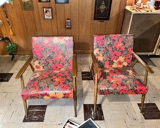 Amazing Mid Century Modern floral chairs.