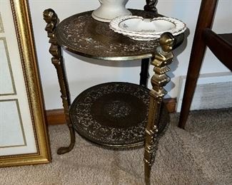Ornate brass tiered stand