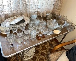 Lots of crystal, glass & more. There are many miscellaneous pieces and will priced fairly - great for repurposing as - vases, candy dishes, change collectors &n more! Get creative