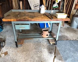 Ehhhhhh- in love with this metal and wood industrial cart. It's heavy - but it is on wheels. Imagine it as a kitchen island or a potting table- amazing