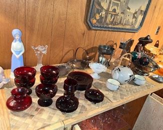 Nice cranberry glass set