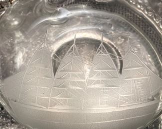 Etched sailing ship on the decanter