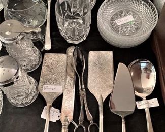 Additional glass, crystal, and silverplate serving selections
