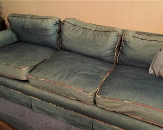 Extra long denim sofa
