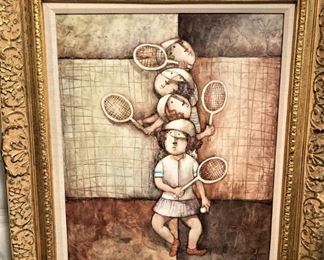 Tennis anyone? Art by Joyce Roybal, a British Postwar & Contemporary artist who was born in 1955. 