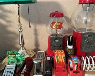 Banker's lamp; candy and gum machines