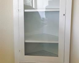 Painted white corner cupboard