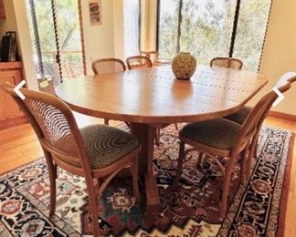 Danish Modern dining room table and six chairs by Abraxas