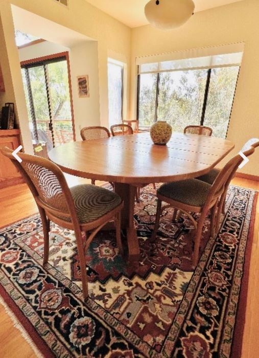 Danish Modern dining room table and six chairs by Abraxas