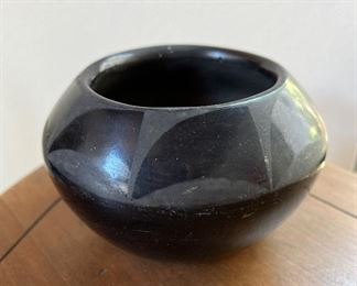 Black on black pottery bowl
