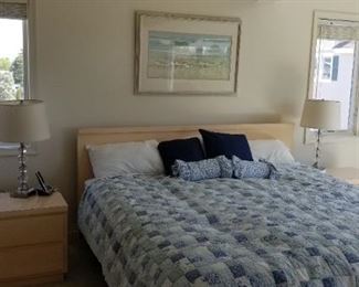 King bedroom set: king bed, tall dresser, long dresser with mirror, two nightstands
