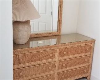Long dresser with mirror matches queen bedroom set