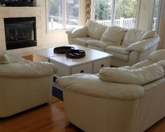 Three leather couches!