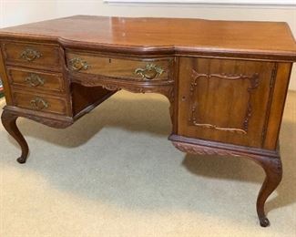 JACR612 Antique Louis XV Style Carved Kneehole Two Sided Desk
