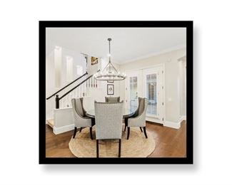 Dining set with grey wing chairs 