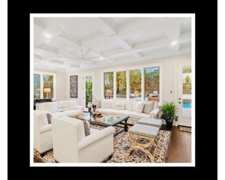 Custom designer quality white sofa, loveseat & chairs with mail head trim