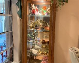 	#13	Lighted curio cabinet with beveled glass 27x13x80	 $80.00 	