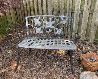 	#24	Wrought iron bench 44"L as is-leg needs to be attached	 $45.00 	