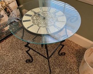 	#49	Clock side table with glass top 17x21	 $25.00 	