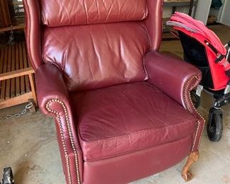 	#56	Leather wing back recliner	 $30.00 	