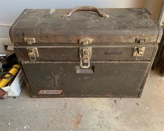 	#57	Vintage metal tool chest Powr-Kraft with tools	 $20.00 	