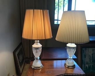 2 cut glass lamps