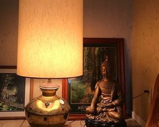 brass lamp with shade