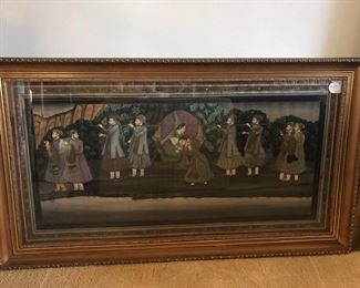 lovely Asian art in gold frame