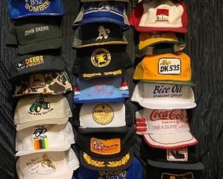 Hundreds of Collectible Ball Caps Hats Trucker Hat Mesh • John Deere, 1985 KC Royals Baseball World Series Champions, Oakland A’s, DeWalt, Pittsburgh Steelers NFL Football, Guinness Beer, Coca~Cola, B52 Bomber, so many!