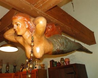 Vintage 4 foot long 18" wide Fiberglass Mermaid $500
