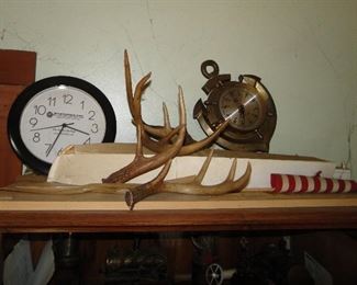 Nautical clock and other clock, Deer horns