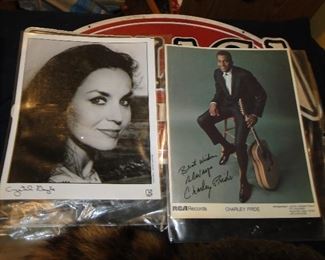Charley Pride Signed photo and Crystal Gayle facsimile signed
