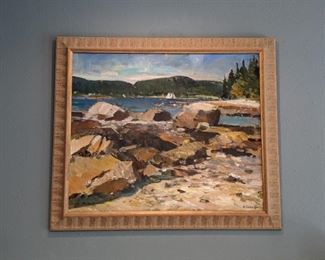 Original Dale Ratcliff acrylic on linen, "Somes Sound", canvas is 30"x36"