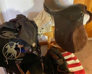 Western and English riding goods, 4 different size chaps