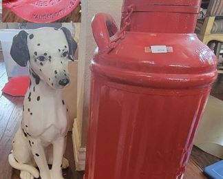 Ceramic Dalmatian Dog. Columbian Steel Oil Lube CAn