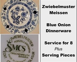 Zwiebelmuster Blue Onion Dinner Set with many serving pieces
