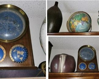 Antique globes and pottery - unique Constellation clock