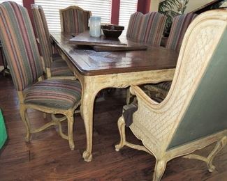 LARGE dining set with 6 chairs and two leaves.  VERY UNIQUE SET