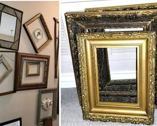 Picture frames in all shapes and sizes.  Many unique pieces
